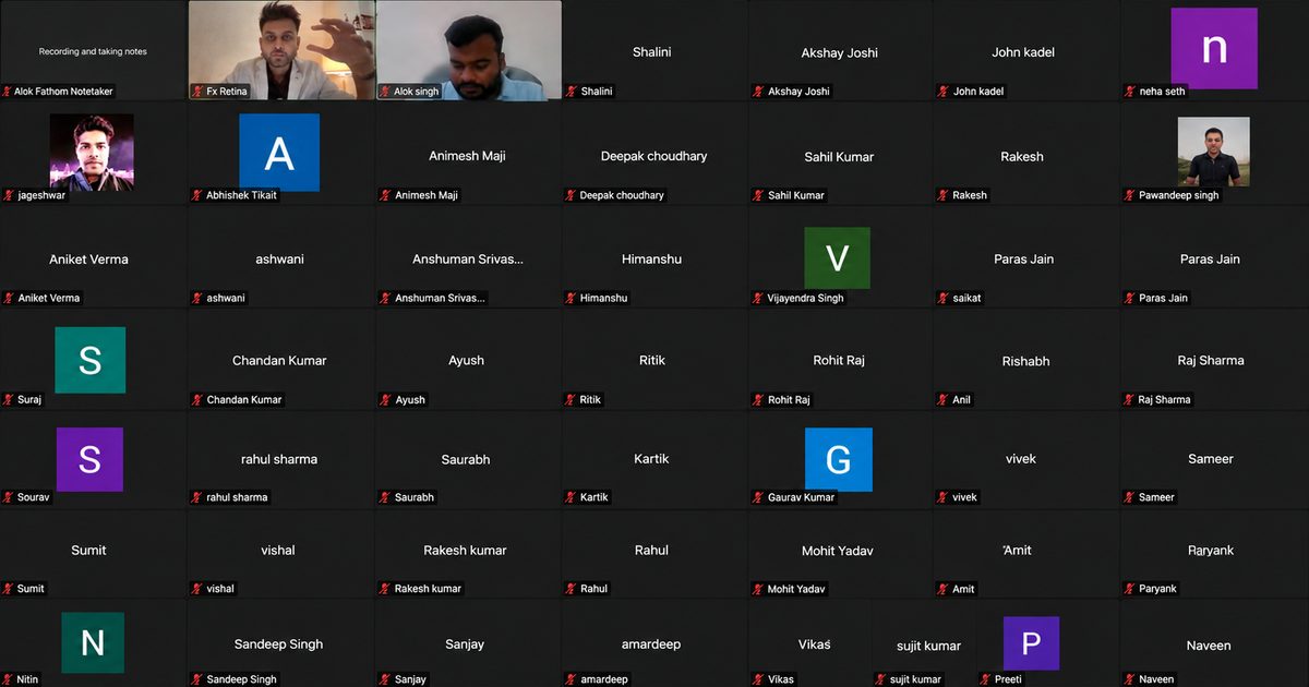Gallery view of a live workshop session on Zoom with the room full of attendees